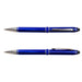 The Daily Setup - A blue Columbia Aluminium Pen with a sleek metal design and silver accents, featuring a clip and textured grip.