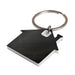 House Stainless Steel Keytag - A house-shaped stainless steel keytag with a silver keyring.