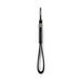 Zander Keytag - A black keytag with a loop design, featuring a metallic attachment at the top. It has a logo on the surface.