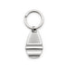 Moby Keytag - A silver keytag in the shape of a boat, attached to a circular metal keyring.
