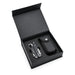 Trail Multi Tool - A black multi-tool and its carrying case inside a black box. The tool features various metallic attachments.