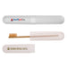 Sparkle Toothbrush Case - A clear toothbrush case with a wooden toothbrush inside. It features logos on the exterior.