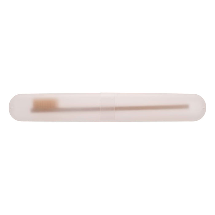 Sparkle Toothbrush Case - A clear plastic toothbrush case containing a toothbrush. The case is elongated and smooth in design.