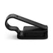 Visor Glasses Holder - A black visor glasses holder with a curved clip for securing sunglasses or glasses. Features a textured grip surface.