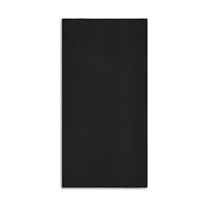 The Hustle Pack - A black sports towel with a smooth texture and a logo, designed for promotional use.