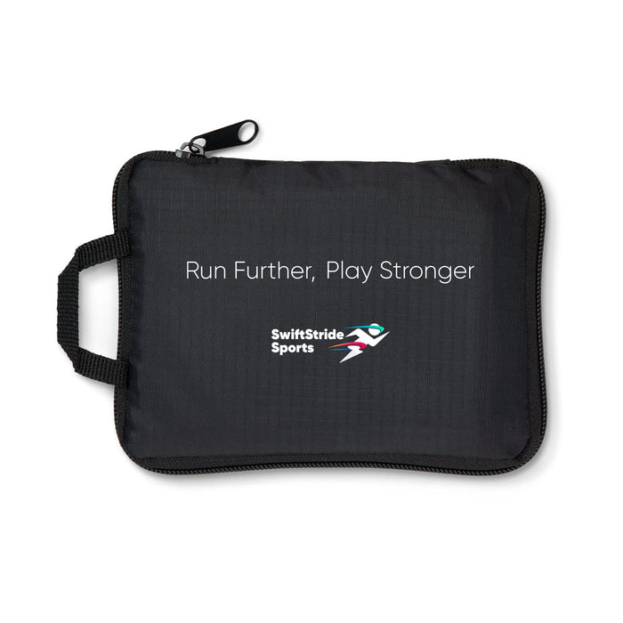 Vision Sports Towel - A black pouch with a handle, featuring a logo and text promoting athletic performance.