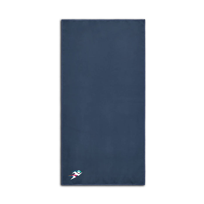 Vision Sports Towel - A navy sports towel featuring a small logo in the bottom corner. The towel is soft and absorbent.