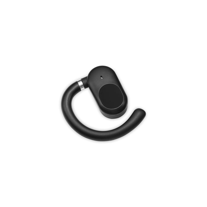 The Hustle Pack - A black Loop Ear Bud features a sleek design with a rounded shape and an attached curved hook.