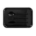 Meridian Double Tray Lunchbox - A black tray featuring a spoon, fork, and knife arranged neatly on it.