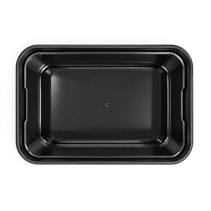 Meridian Double Tray Lunchbox - A black double tray lunchbox featuring a smooth interior and a durable design. It has a simple, functional shape.