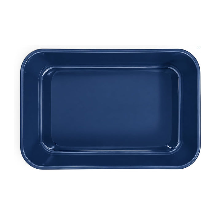 Meridian Double Tray Lunchbox - A dark blue rectangular tray with rounded corners, featuring a smooth surface and no visible handles.