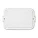 Meridian Double Tray Lunchbox - A white double tray lunchbox with a hinged lid, featuring a simple design and a logo.