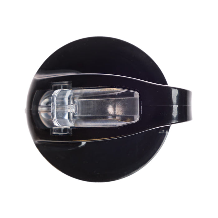 Amore 500ml Junior Bottle - Flip Straw Lid - A drink bottle with a black flip straw lid, featuring a clear straw mechanism and a circular base.