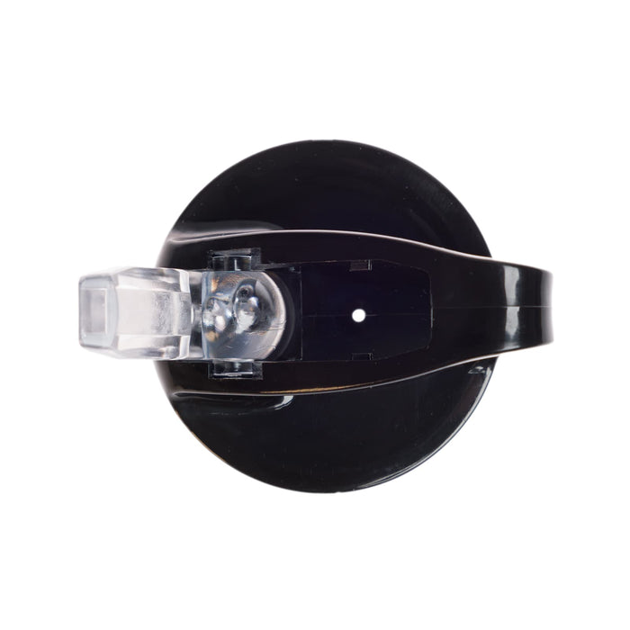 Amore 500ml Junior Bottle - Flip Straw Lid - A drink bottle with a black body and a clear flip straw lid, featuring a logo on the side.