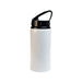 Amore 500ml Junior Bottle - Flip Straw Lid - A drink bottle with a black flip straw lid and a sleek white body. It features a handle for easy carrying.