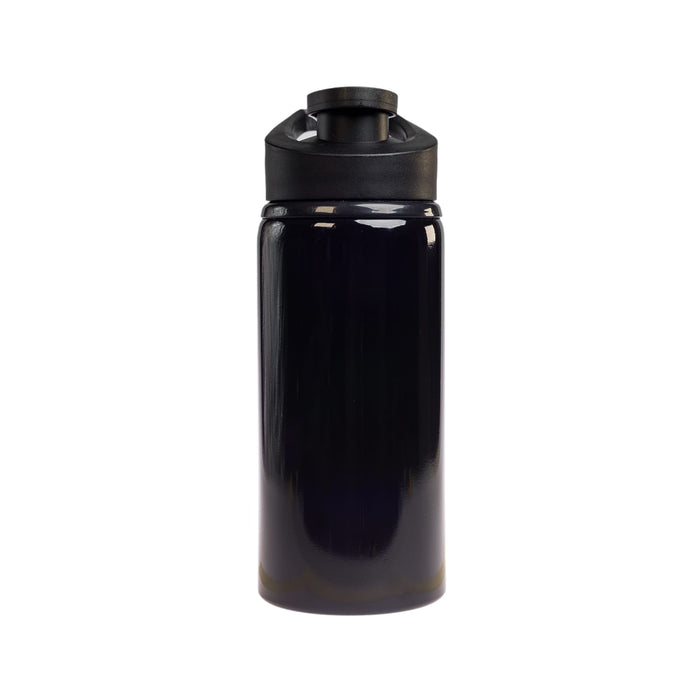 Amore 500ml Junior Bottle - Free Flow Lid - A drink bottle in a sleek black design featuring a free flow lid, with a 500ml capacity, ideal for juniors.