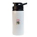 Amore 500ml Junior Bottle - Free Flow Lid - A drink bottle with a white body, black lid, and a design featuring a koala and "Koala Kuddles."