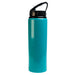 The Hustle Pack - A drink bottle in a bright turquoise color with a black flip straw lid and a logo.