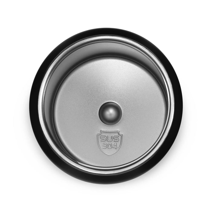 Sabrina Bottle - A drink bottle lid featuring a silver stainless steel design with a prominent centre button and a circular shape.
