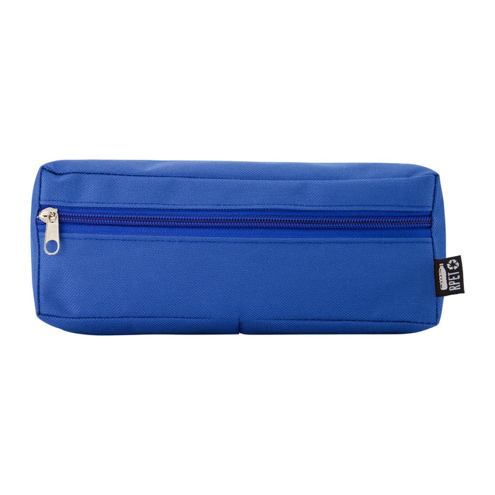Tech Pack Essential - A blue utility case with a zippered closure and a tag, featuring a simple, rectangular design.