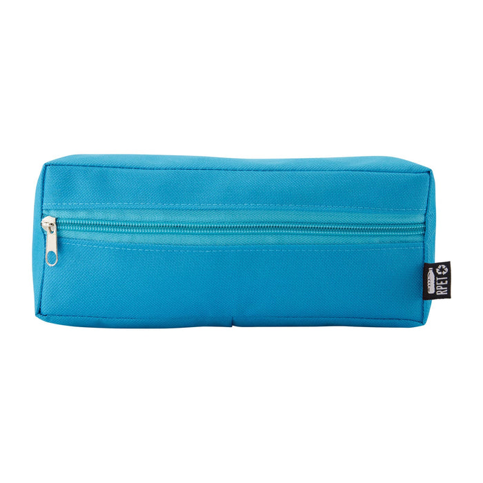 Tech Pack Essential - A bright blue utility case with a zippered compartment and a branding label on the side.