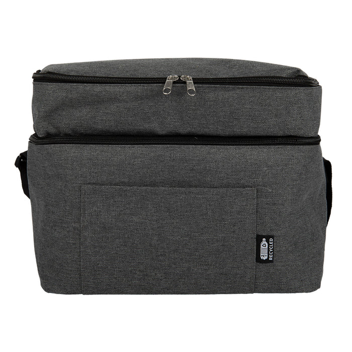 The Good Things - A grey cooler bag with a zippered top compartment and a front pocket, featuring a logo.