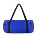 The Hustle Pack - A blue duffle bag with black straps, featuring a simple design and a branding logo.