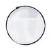 The Escape Pack - A round, zippered bag in black and white mesh, featuring a transparent top and a pocket on the front.