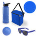Bondi Beach Pack - A drink bottle, a blue cooler bag, a round blue ball, a pair of blue sunglasses, and a blue plate.