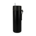 The Daily Setup - A drink bottle in matte black with a straw lid and a carrying strap. It features a simple, sleek design.