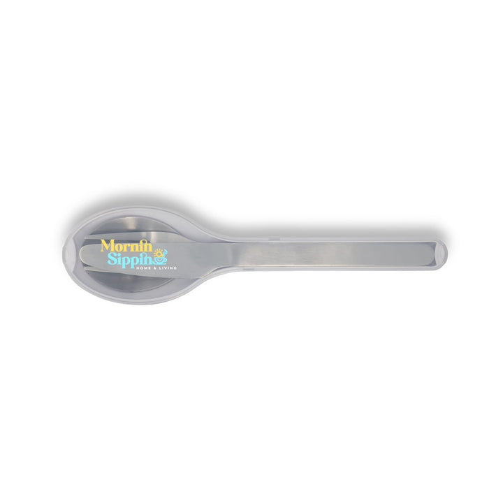 The Refuel Pack - A silver spoon with a rounded end, featuring a logo on the handle.