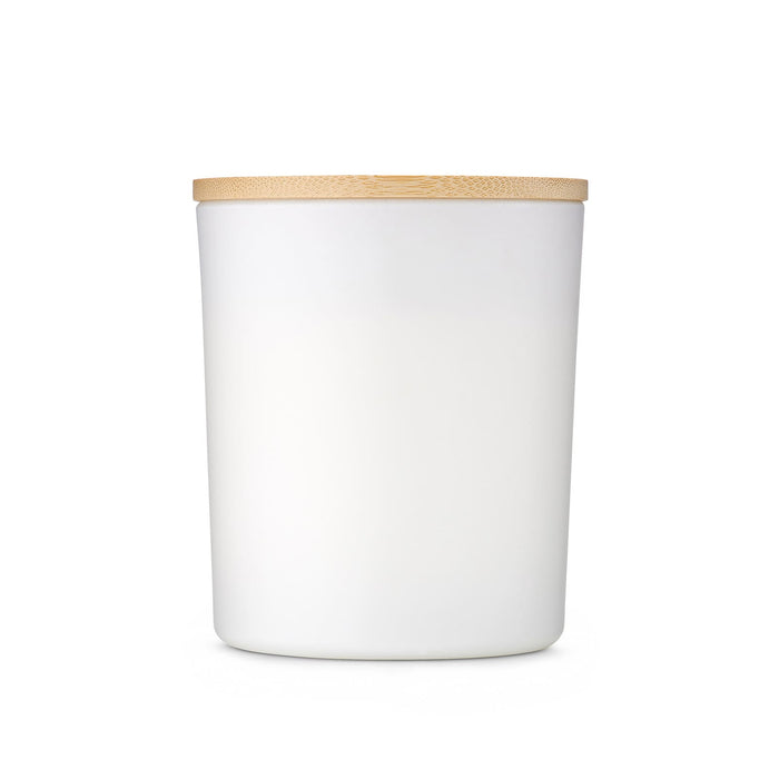 The Generous Host - A white container with a wooden lid, featuring a smooth finish and cylindrical shape.