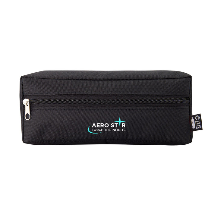 Tech Pack Executive - A black zippered pouch with a logo on the front, featuring a rectangular shape and durable fabric.