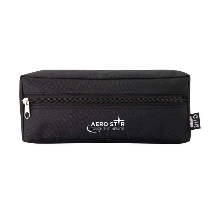 Tech Pack Executive - A black, rectangular zippered pouch with a branded logo on the front.
