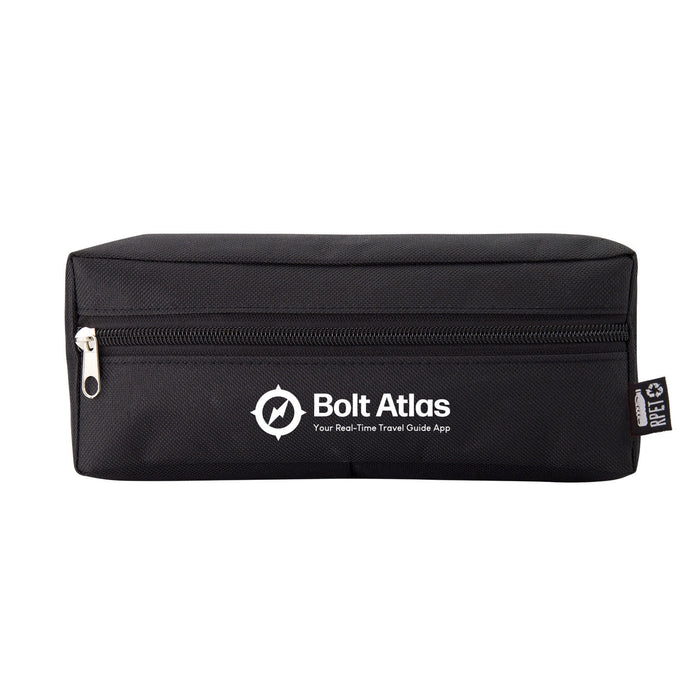 Tech Pack Power - A black rectangular pouch with a zip closure and a branding logo on the front.