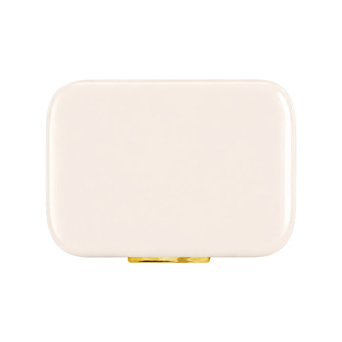 The Festive Edit Gift Set - A rectangular cooler in a sleek cream colour with a gold clasp and a logo.
