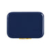 Pavilion Cooler by The Line Edit. - A navy blue Pavilion Cooler featuring a sleek rectangular design and a gold accent at the bottom. It has a branding logo.