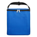 The Reel Deal - A blue cooler bag with a black zipper and handle, featuring a front pocket and a sturdy design.
