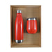 Pura Cardboard Gift Set - A drink bottle and a drinking cup in a vibrant red color, presented in a cardboard gift box.