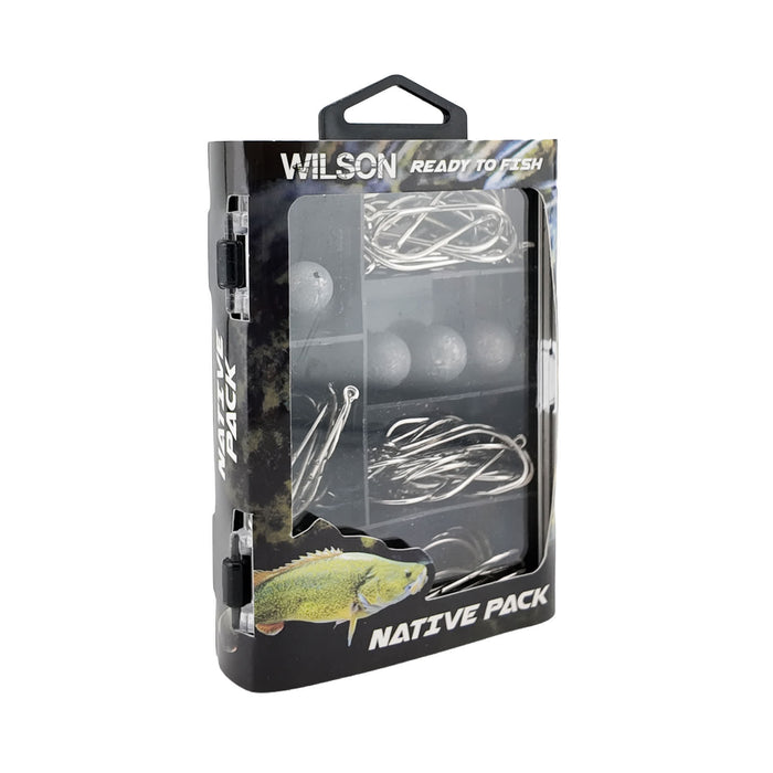 The Gone Fishing Pack - A fishing tackle pack containing assorted hooks, sinkers, and lures in a clear plastic storage case.