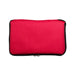 The Gone Fishing Pack - A red zippered pouch with a black trim, designed for outdoor and leisure activities. It features a logo.