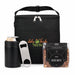 The Knock Off Pack - A black cooler bag with a drink bottle, a bottle opener, and a pack of roasted beer nuts.