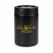 The Reel Deal - A black drink bottle with a logo featuring palm trees and text in orange and green.