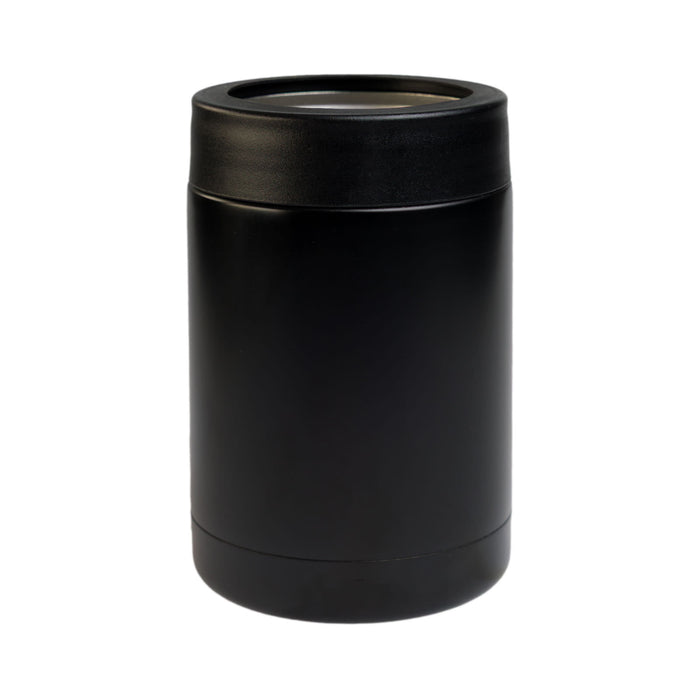 The Reel Deal - A black drink bottle with a sleek design and a silver interior. It features a logo on one side.