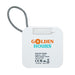 The Escape Pack - A square white Bluetooth speaker with a black and white hanging strap, featuring a logo on the front.