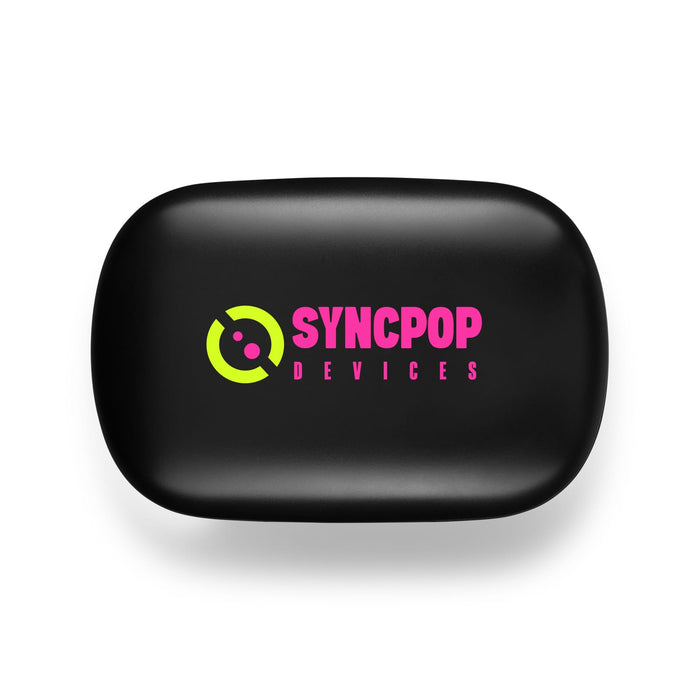 Tech Pack Charge - A black rectangular case with a bright logo featuring green and pink elements, showcasing the brand name.