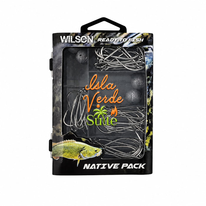 The Reel Deal - A fishing tackle pack featuring various hooks and weights, with a logo and colourful design in green and black.