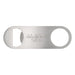 The Reel Deal - A stainless steel bottle opener with a rounded end and a circular cut-out, featuring a logo.