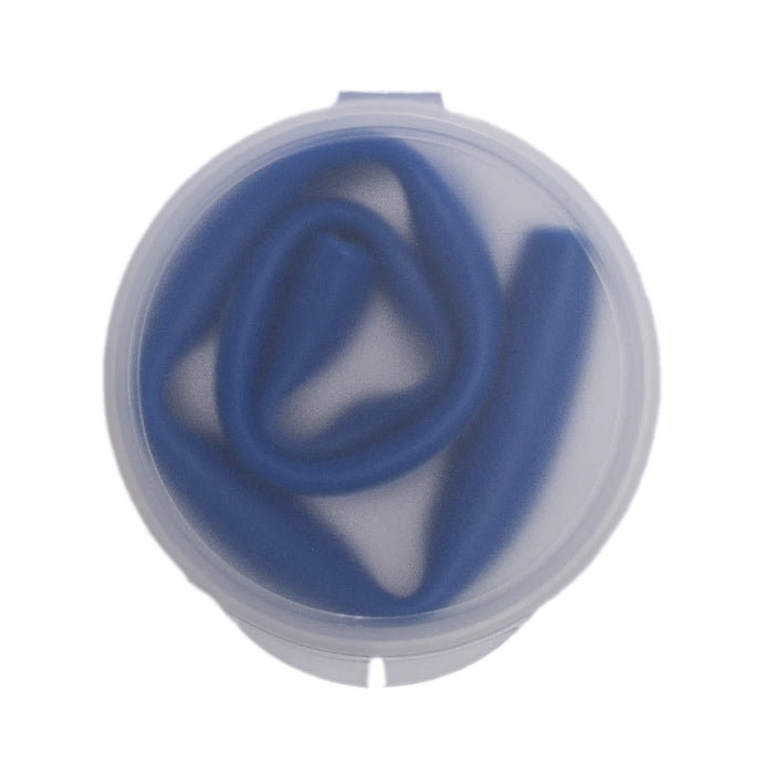 Silicone Straw in Case - A circular container featuring a set of blue silicone straws neatly coiled inside.