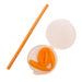 Silicone Straw in Case - A silicone straw in a case, with the straw coiled inside the container. Both the straw and the case are orange in color.